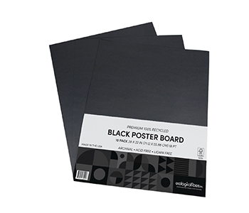 Pack of 10 Ecological Fibers Premium 100% Recycled Poster Board Black 22” x 28”