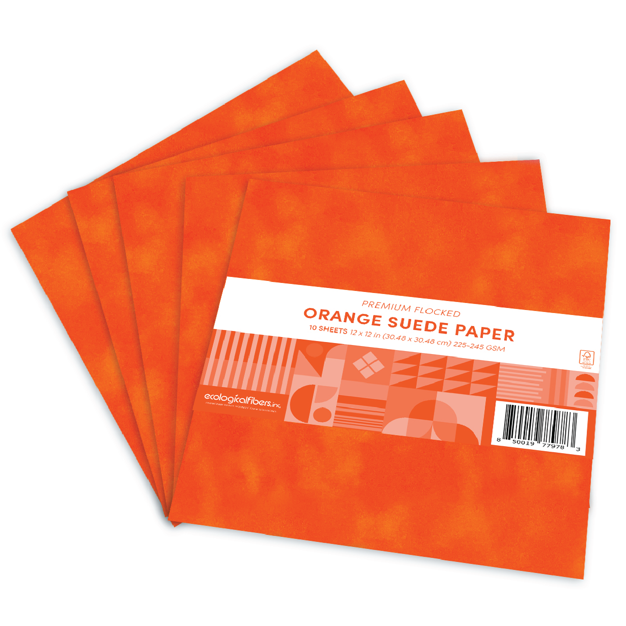 Premium Flocked Orange Suede Paper with 10 sheets Premium Flocked Orange Suede Paper with 10 sheets displayed in a fan layout