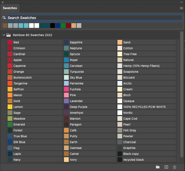 Screenshot of Adobe Swatches of Rainbow 80